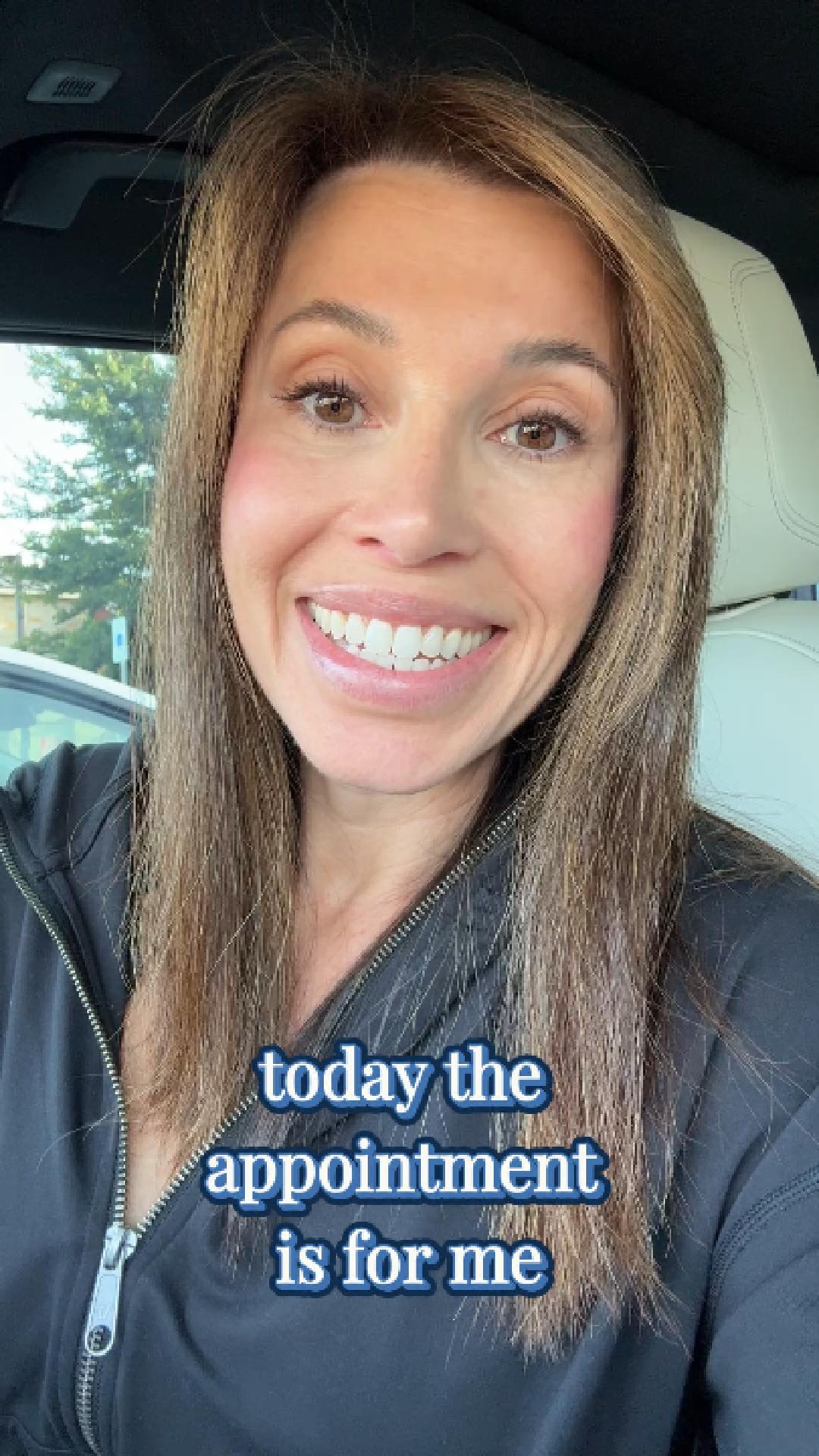 Selfie in car with text: today the appointment is for me.