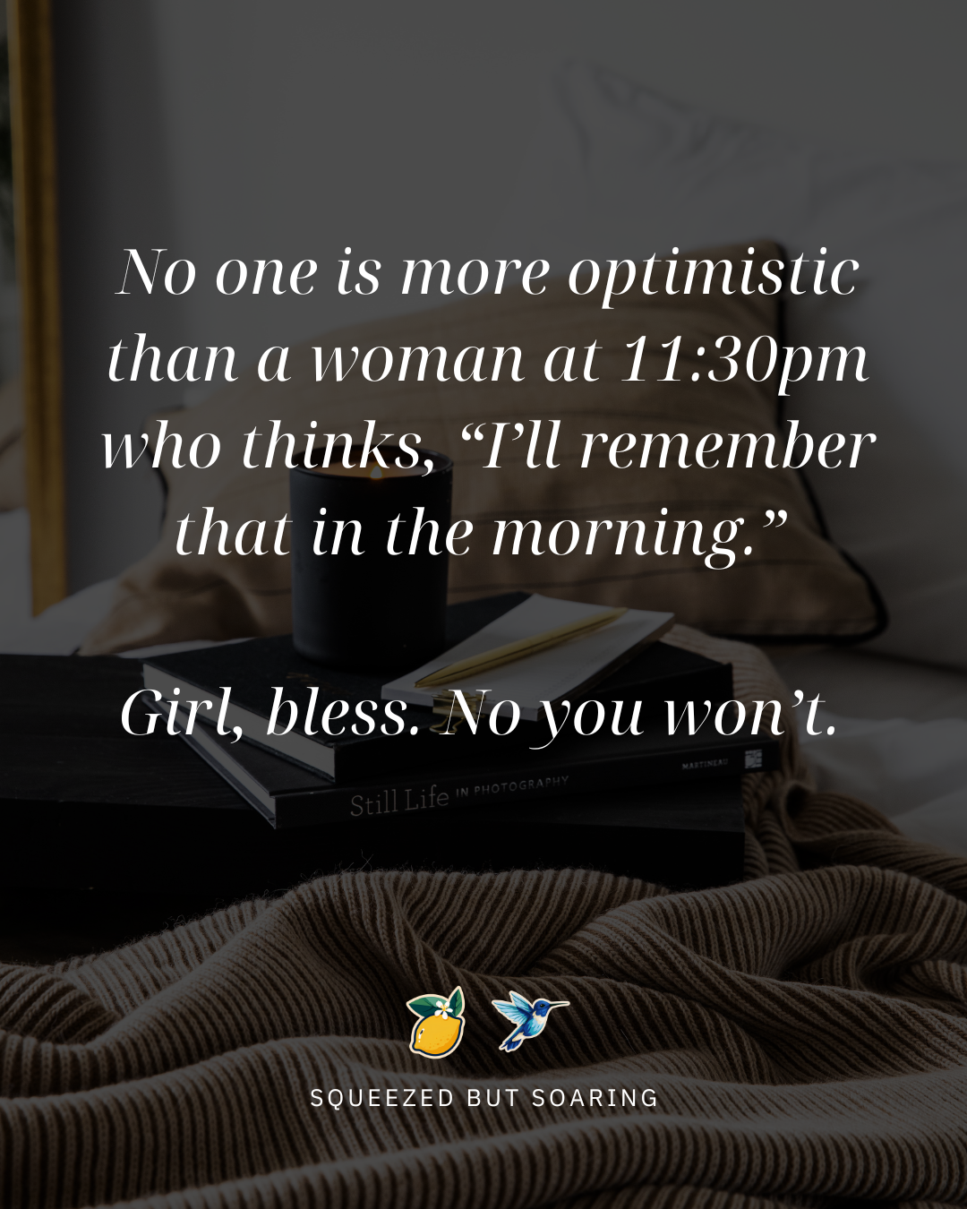Navy quote card about the 11:30pm idea you swear you'll remember in the morning